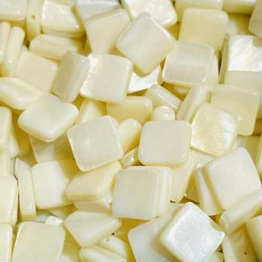 Natural Mother of Pearls / Shell Beads 10mm - Square - 20pcs White - Beadsy Beads