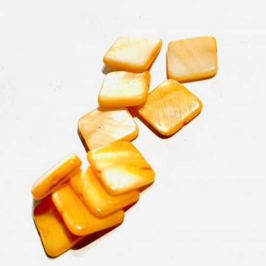Natural Mother of Pearls / Shell Beads 10mm - Square - 20pcs Yellow - Beadsy Beads