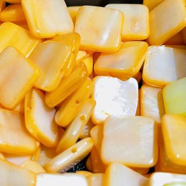 Natural Mother of Pearls / Shell Beads 10mm - Square - 20pcs Yellow - Beadsy Beads