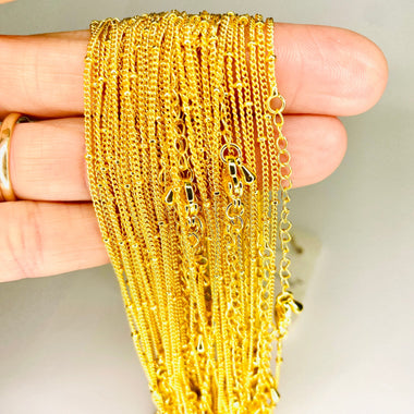 Nickel Free Gold Plated Curby Chain Necklace - 48 cm - Beadsy Beads