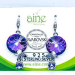 925 Sterling silver Swarovski Hooks Earrings Round Butterfly crystal multicolours