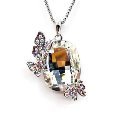925 Sterling Silver plated Swarovski Pendants Butterfly Oval Crystal