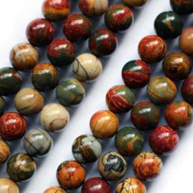 Picasso Jasper Crystal Gemstone Beads Round 8mm - 15.5in Strand - Beadsy Beads