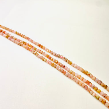 Pink Opal Crystal Faceted Cube Gemstones Beads 2.5mm - 15.5″ Strand - Beadsy Beads