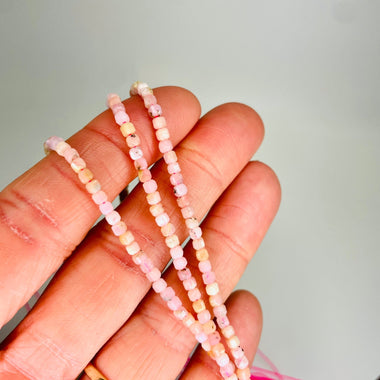 Pink Opal Crystal Faceted Cube Gemstones Beads 2.5mm - 15.5″ Strand - Beadsy Beads