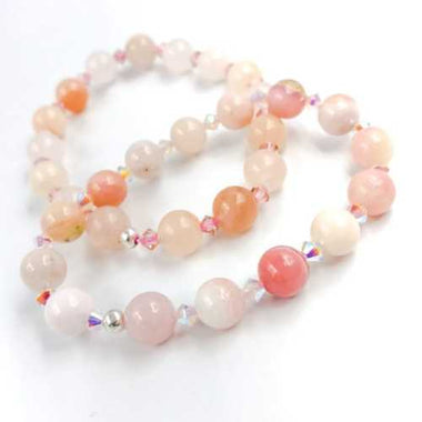 Pink Opal Gemstone / Swarovski Crystals Bracelet size 8mm - Beadsy Beads