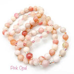 Pink Opal Gemstone / Swarovski Crystals Bracelet size 8mm - Beadsy Beads