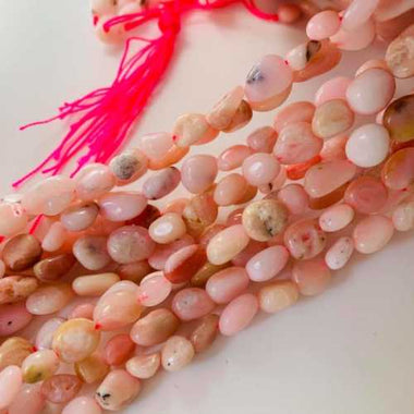 Pink Opal Potato Tumbled Nugget Gemstones Beads 6*8mm -15" Strand