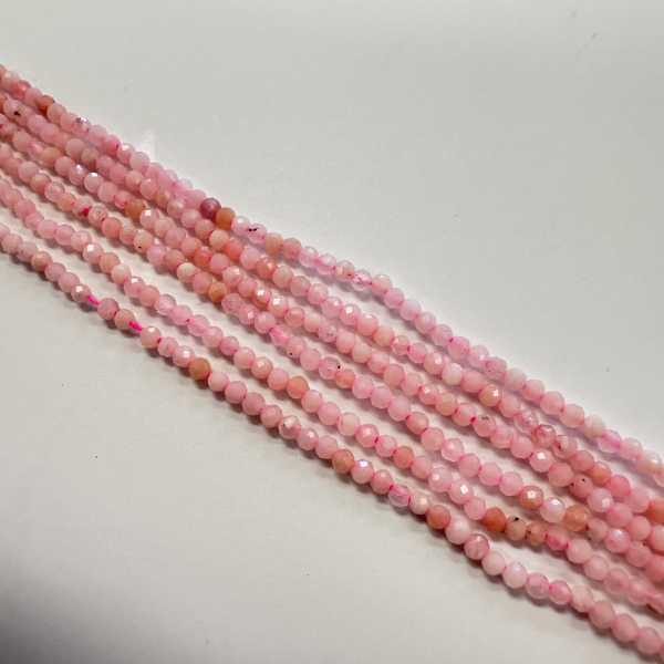 Pink Opal Peruvian Crystal Faceted Round Gemstones Beads 2mm - 15.5" Strand - Beadsy Beads