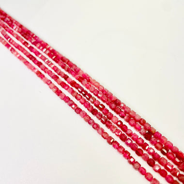 Pink Tourmaline Crystal Faceted Cube Gemstones Beads 3mm - 15.5" Strand - Beadsy Beads