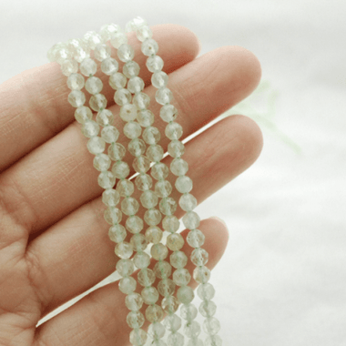 Prehnite Crystal Faceted Round Gemstone Beads 4mm - 15.5" Strand - Beadsy Beads