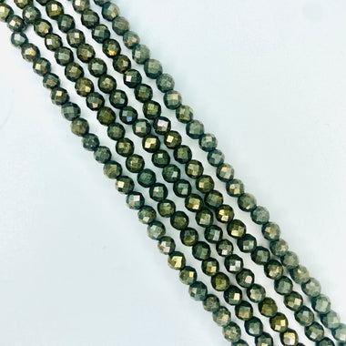 Pyrite (Fool's Gold) Crystal Gemstone Beads Faceted 4mm Strand 15.5 inches - Beadsy Beads