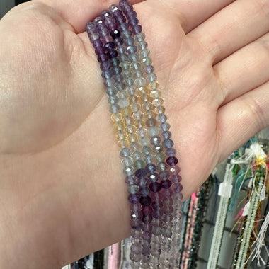 Rainbow Fluorite Crystal Faceted Round Gemstone Bead 4mm - 15" Strand - Beadsy Beads