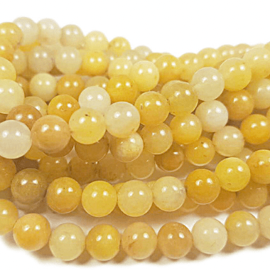 RARE! Yellow Jade Round Gemstone Beads - 15.5" Strand - Beadsy Beads