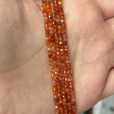 Red Agate Crystal Faceted Cube Beads 2mm - 15.5" Strand - Beadsy Beads