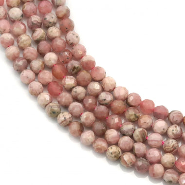 Rhodochrosite Crystal Faceted Round Gemstone Beads 4mm - 15.5" Strand