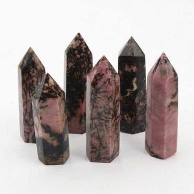 Genuine Rhodonite Gemstone Crystal Small Tower / Points / Generator 7-8cm