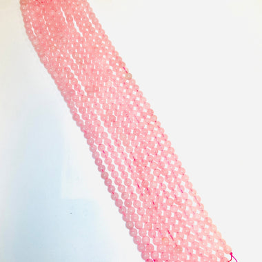 Rose Quartz Crystal Round Gemstone Beads – 15.5 inches Strand - Beadsy Beads