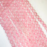 Rose Quartz Crystal Round Gemstone Beads – 15.5 inches Strand - Beadsy Beads