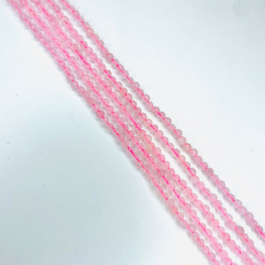 Rose Quartz Round Faceted Crystal Gemstone 2mm 15.5 inches strand - Beadsy Beads