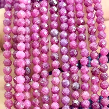 Ruby Crystal Faceted Round Gemstones Beads 3mm - 15.5" Strand - Beadsy Beads
