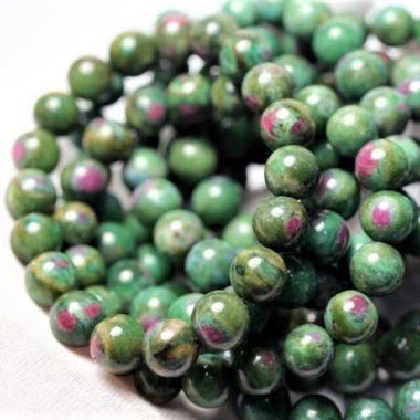 Ruby Zoisite - Anyolite Crystal Gemstone Beads Round 8mm - 6pcs - Beadsy Beads