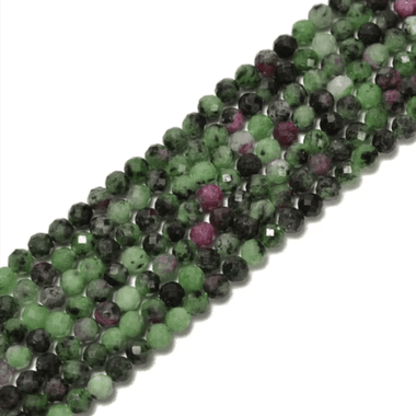 Ruby Zoisite Faceted Round Gemstones Beads 4mm - 15.5" Strand - Beadsy Beads