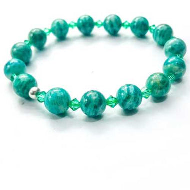 Russian Amazonite / Swarovski Gemstone Bracelet size 8mm - Beadsy Beads