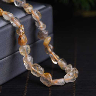 GENUINE Golden Rutilated Quartz Potato Gemstones Beads 6*8mm -15 Inches Strand
