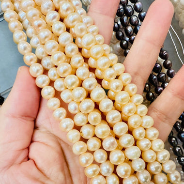 SALE! Natural Freshwater Pearls Beads Potato 8 mm - 15.5"inches Strand Peach - Beadsy Beads