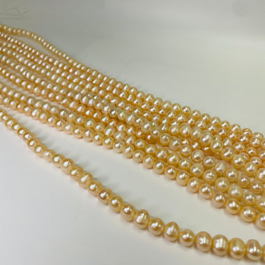 SALE! Natural Freshwater Pearls Beads Potato 8 mm - 15.5"inches Strand Peach - Beadsy Beads