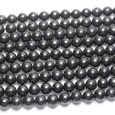 Shungite Crystal Gemstone Beads Round Choose Size - 15.5in Strand