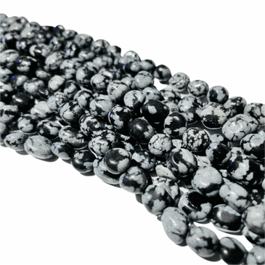 Snowflake Obsidian Crystal Tumbled Nugget Gemstones Beads 6 - 8mm – 15.5″ Strand - Beadsy Beads