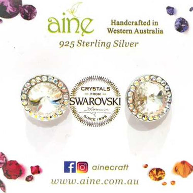 Swarovski Crystal Earrings Diamontes Round Stone 12mm - Beadsy Beads