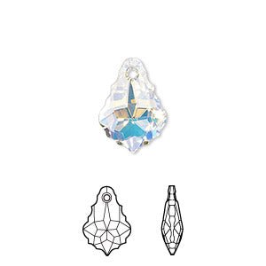 Swarovski Crystals Pendant, Crystal AB, 16x11mm faceted baroque pendant (6090). - Beadsy Beads