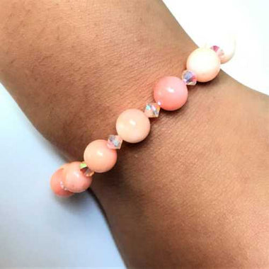 Swarovski Crystals / Sea Coral Bracelet size 8mm Natural Pink - Beadsy Beads