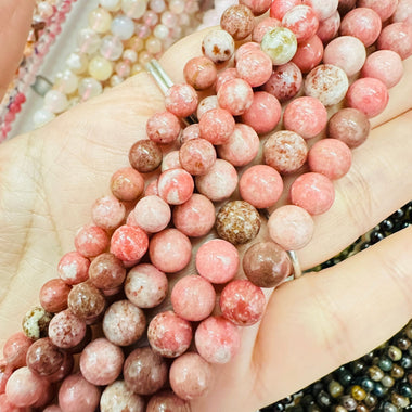 Thulite Crystal Beads Round - 15.5 inches Strand - Choose Size - Beadsy Beads