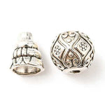 Tibetan Style Alloy 3 Hole Guru Beads, T - Drilled Beads, Gourd, Antique Silver, 8x7mm, Hole: 5mm and 1.8mm - 4 set - Beadsy Beads