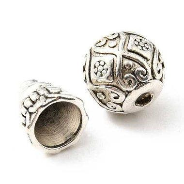 Tibetan Style Alloy 3 Hole Guru Beads, T - Drilled Beads, Gourd, Antique Silver, 8x7mm, Hole: 5mm and 1.8mm - 4 set - Beadsy Beads