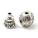 Tibetan Style Alloy 3 Hole Guru Beads, T - Drilled Beads, Gourd, Antique Silver, 8x7mm, Hole: 5mm and 1.8mm - 4 set - Beadsy Beads