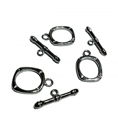 Toggle Clasp - White Gold Plated Rounded Square 5pcs - Beadsy Beads