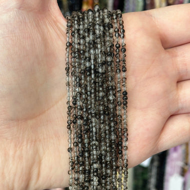 Tourmalinated Quartz Round Gemstones Beads 2mm - 15.5" strand - Beadsy Beads