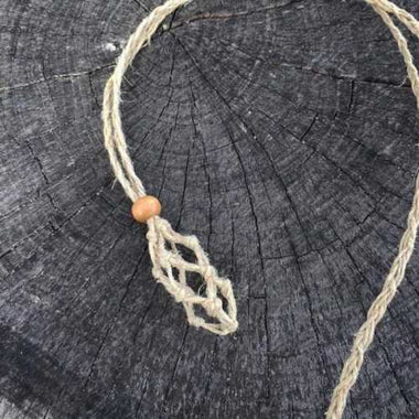 YELLOW - Eco - Friendly 100% Linen Cord Interchangable / Adjustable Macrame Crystal Pendant Pouch Net - Beadsy Beads