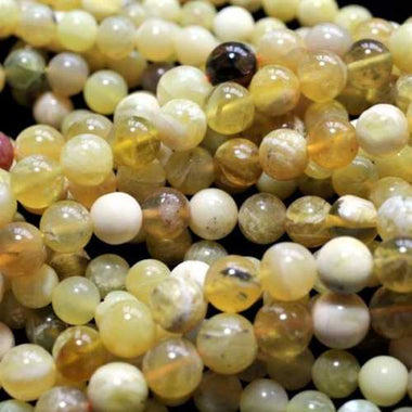 Authentic! Natural Yellow Opal Gemstones Beads Round 8mm - 15pcs