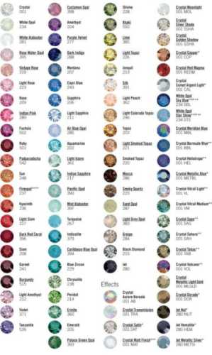 Swarovski Colour Chart - Beadsy Beads
