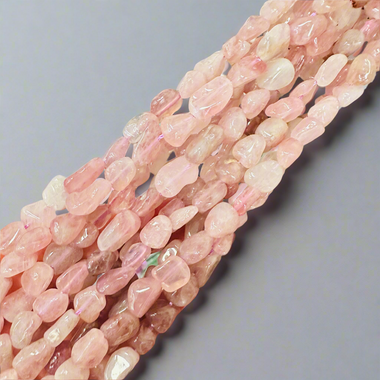 Authentic Madagascar Rose Quartz Potato Tumbled Nugget Gemstones Bead 8-10-15.5" Strand