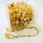 18kt Plated Gold Stainless Steel Chain - Citrine Crystal - 50cm - Beadsy Beads