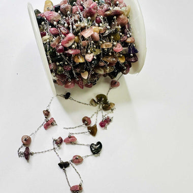 18kt Plated Gold Stainless Steel Chain - Tourmaline Crystal - 50cm - Beadsy Beads