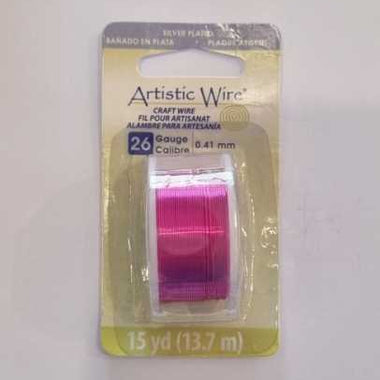 Artistic Wire Silver Plated (Hot Pink) - 26 Gauge