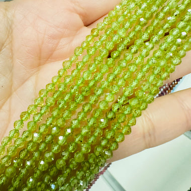 Authentic Peridot faceted Round Beads 3mm -15.5 Inches Strands